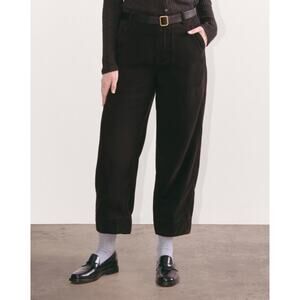 EVERLANE Women's The Utility Pant Size 2 Black Buttersoft Barrel Leg NWT